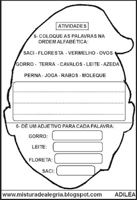 Interpretação de texto 3º ano,folclore,saci