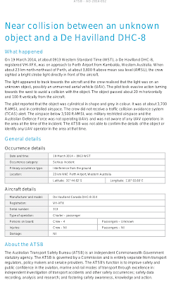 Near collision between an unknown object and a De Havilland DHC-8 (Report Pg 3) 3-19-14