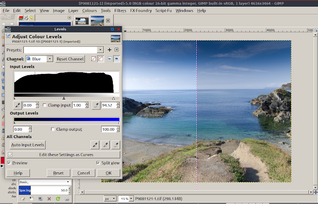 gimp levels exposure histogram