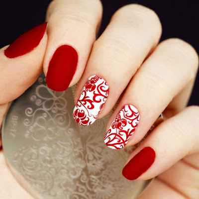 red gel nail polish nail art design idea