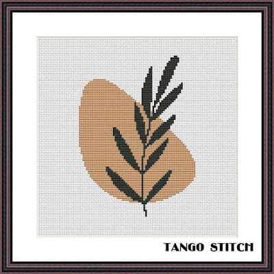 Simple abstract leaf cross stitch pattern - Tango Stitch