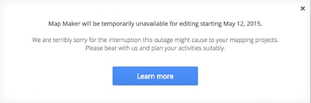 Google has disabled the Maps Editor service