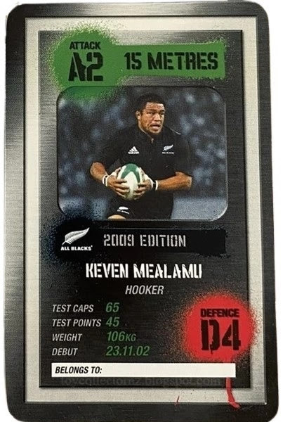 Keven Mealamu card Sanitarium Weetbix Cards 2009 All Blacks Power Plays