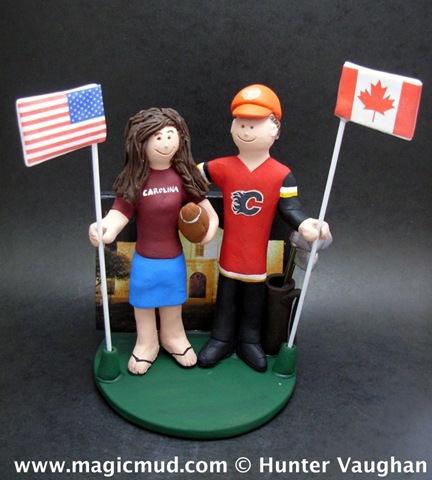 Here is a very patriotic cake topper each of the wedding couple proudly