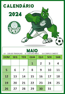Calendario 2024 Palmeiras Mascote