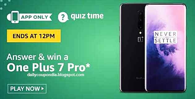 Amazon Quiz Answers 20 October 2019 Win One Plus 7 Pro