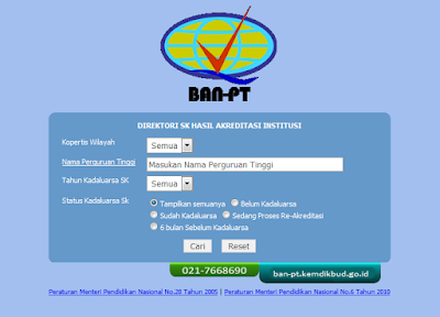 Cara Melihat Status Akreditasi Universitas, Politeknik, Sekolah Tinggi dan Akademi