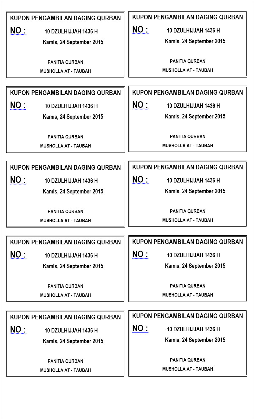  Contoh Kupon  Qurban Idul Adha Nusagates