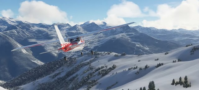 Snow falls in Microsoft Flight Simulator