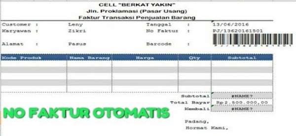 Membuat Nota Transaksi Penjualan Berdasarkan Tanggal,Bulan,Tahun dan Nomor Urut