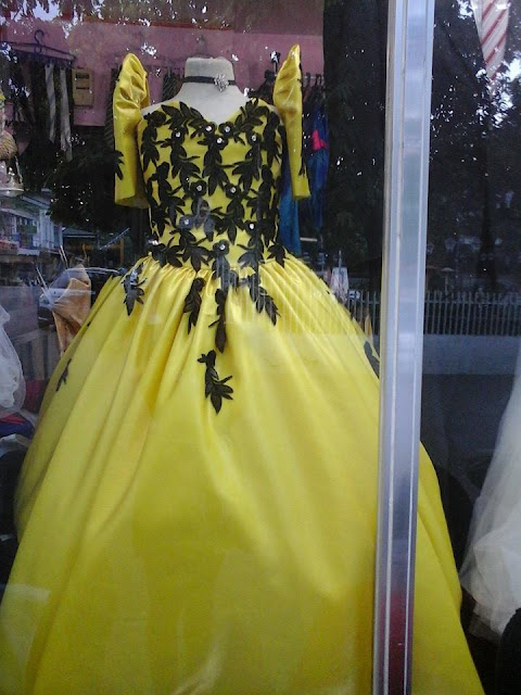 Yellow and black Filipiniana gown for Charms Bucabal