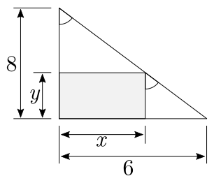 aplicacao-de-derivadas-para-determinacao-de-maximos-e-minimos-exemplo-6-retangulo-e-triangulos