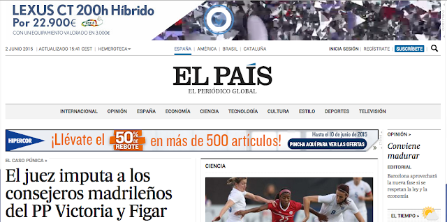 Portada de El pais. Publicidad