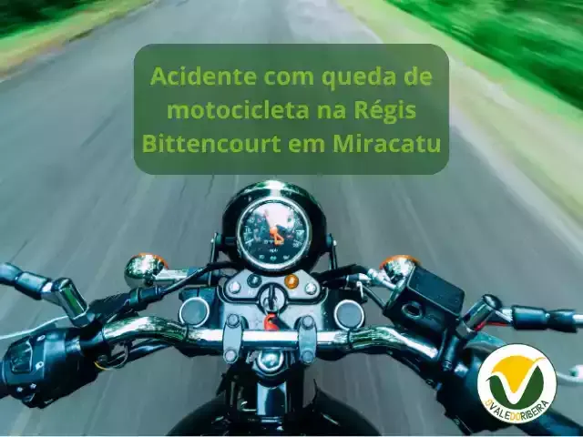 Acidente com queda de motocicleta na Régis Bittencourt em Miracatu