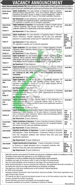 PTA Jobs 2021 Pakistan Telecommunication Authority pta.gov.pk Latest Form Download