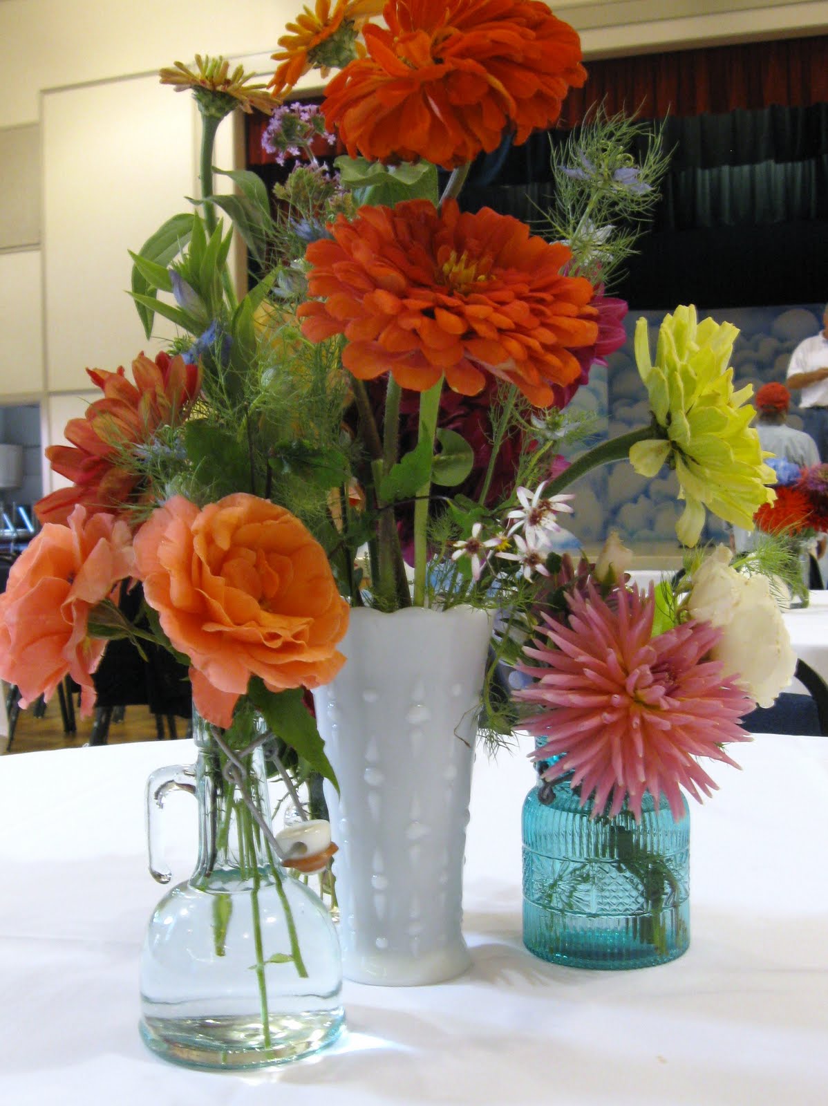 vases as each centerpiece