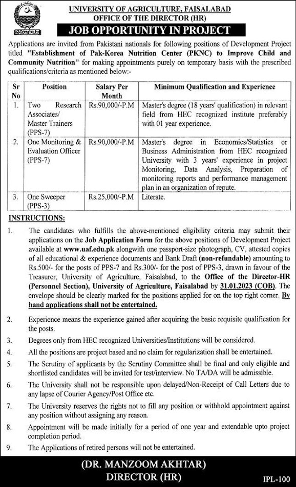 Positions at University of Faisalabad (UAF) 2023.