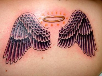  girls tattoos, Upper Back Tattoos small angel wing tattoos design