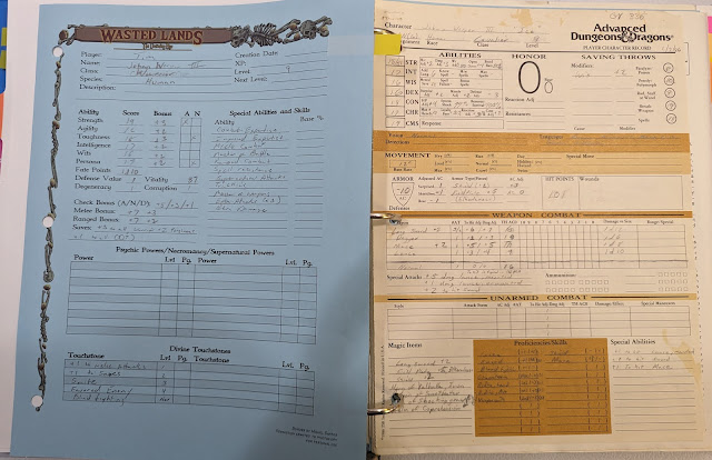 Johan Werper the III character sheets