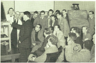 Photograph shows a group of medical students receiving instruction at the Adelaide Hospital, Dublin, Ireland, c. 1950s