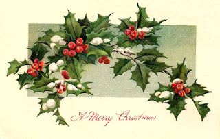 christmas holly greeting antique postcard digital image