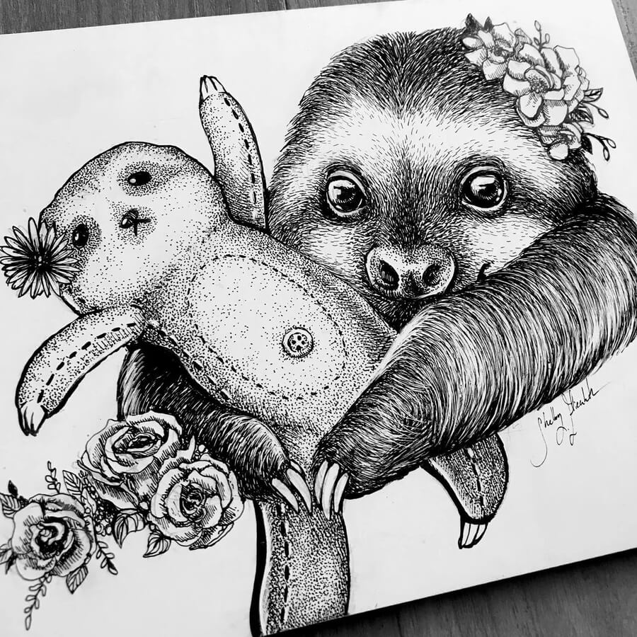 03-The-sloth-Animal-Art-Shelby-Elizabeth-www-designstack-co