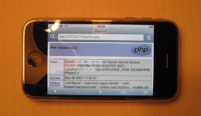 Page PhpMyAdmin sur un iPhone