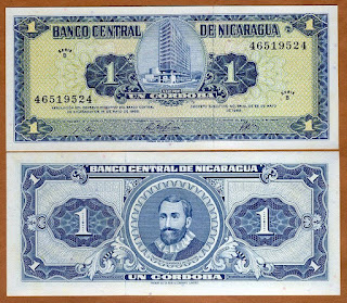 N18 NICARAGUA 1 CORDOBA OLD RARE ISSUE UNC 1968 (P-115a)