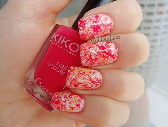 Silvia Lace Nails: Raspberry splatter nails