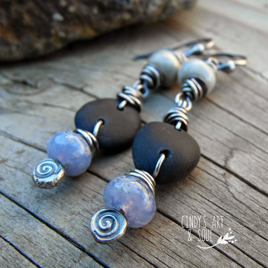 http://www.artandsouljewelry.com/products/gray-black-periwinkle-stone-earrings