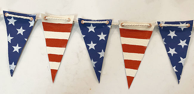red and white striped and starred pennants