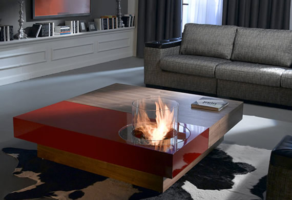 modern furniture coffee tables with fireplace