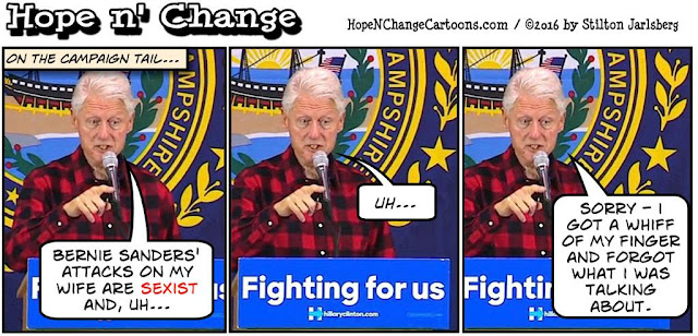 obama, obama jokes, political, humor, cartoon, conservative, hope n' change, hope and change, stilton jarlsberg, new hampshire, clinton, sanders, sexism