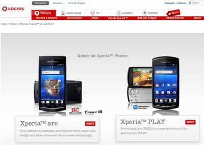 Rogers Sony Ericsson Xperia Arc and Xperia Play