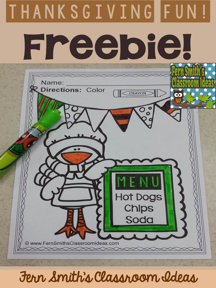 Fern Smith's Classroom Ideas Tuesday Teacher Tips: Thanksgiving Fun! Color For Fun Printable Coloring Pages FREEBIE at Owl-ways Be Inspired