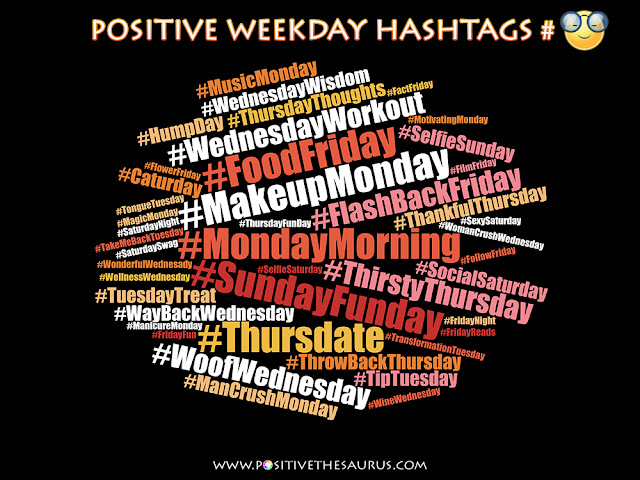 popular weekday hashtags word cloud