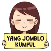 stiker lucu cewek jomblo galau png