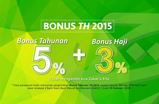 Bonus Tabung Haji 2015 Sebanyak 8 Peratus