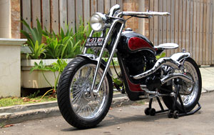 Modifikasi GL100 ala Harley Low Rider Ali Madura