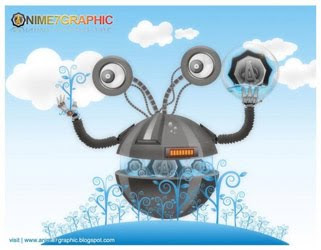 Blue Black Robot vector