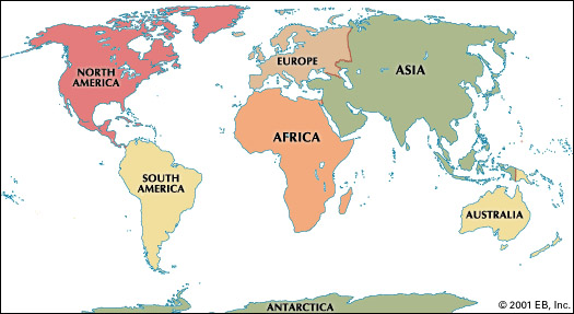 CONTINENTS (by size)