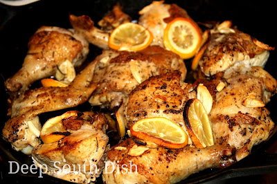 Deep South Dish Cast Iron Skillet Roasted Cut Up Chicken