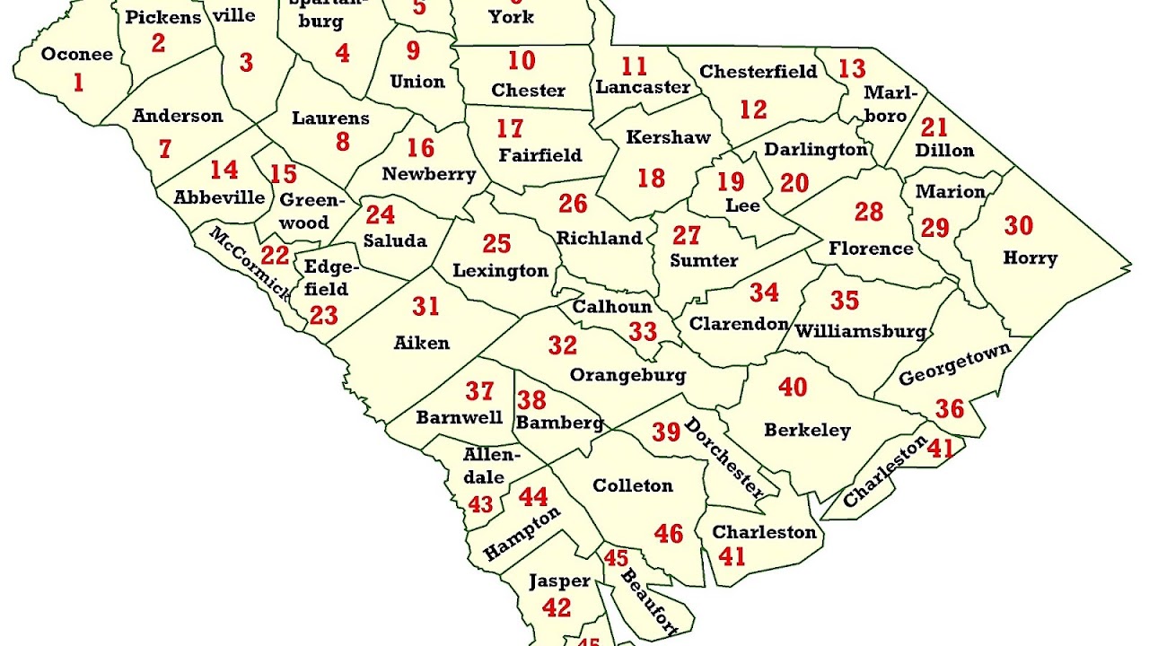 South Carolina Map Of Counties County