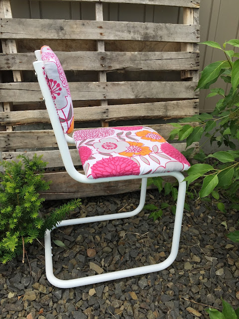 Side view of metal front porch chair from roaside rescue