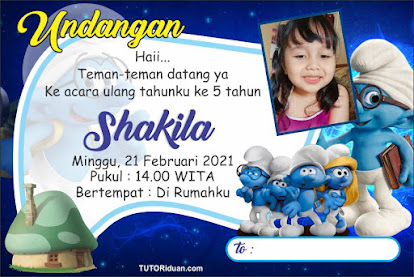 Desain Undangan Ultah Kartun Smurf CDR