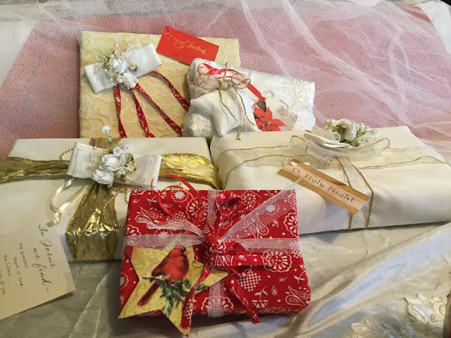 Homemade fabric gift wrap