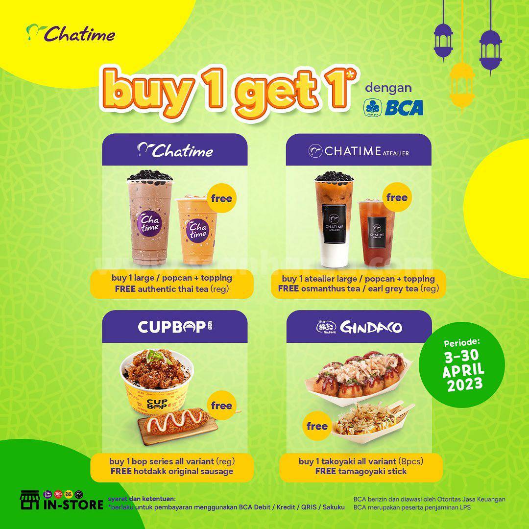 Promo CHATIME BCA Beli 1 Gratis 1