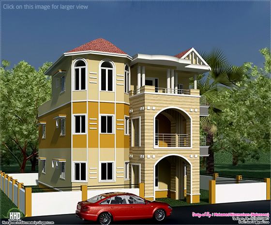 3 floor house design