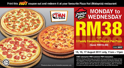 Pizza Hut Hot Coupon (15 - 17th August 2011)