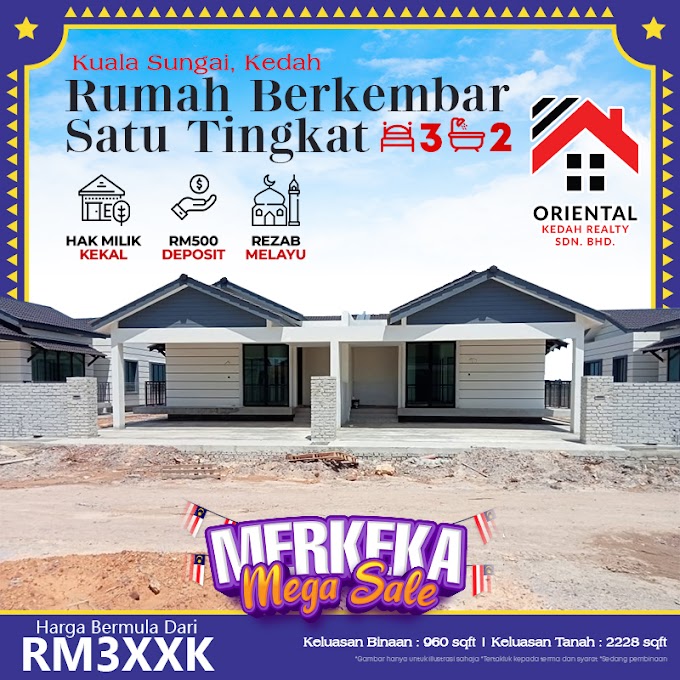  Kami ingin memperkenalkan kepada anda yang sedang mencari rumah idaman. Rumah Berkembar Setingkat di Kuala Sungai, Kedah.